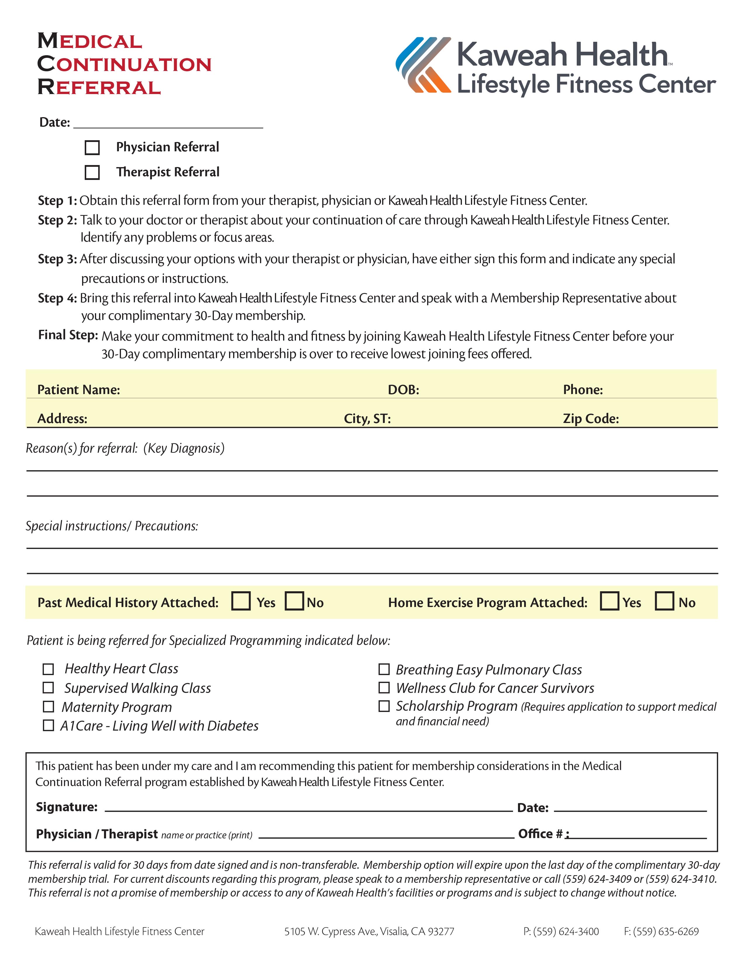 Medical Continuation Referral