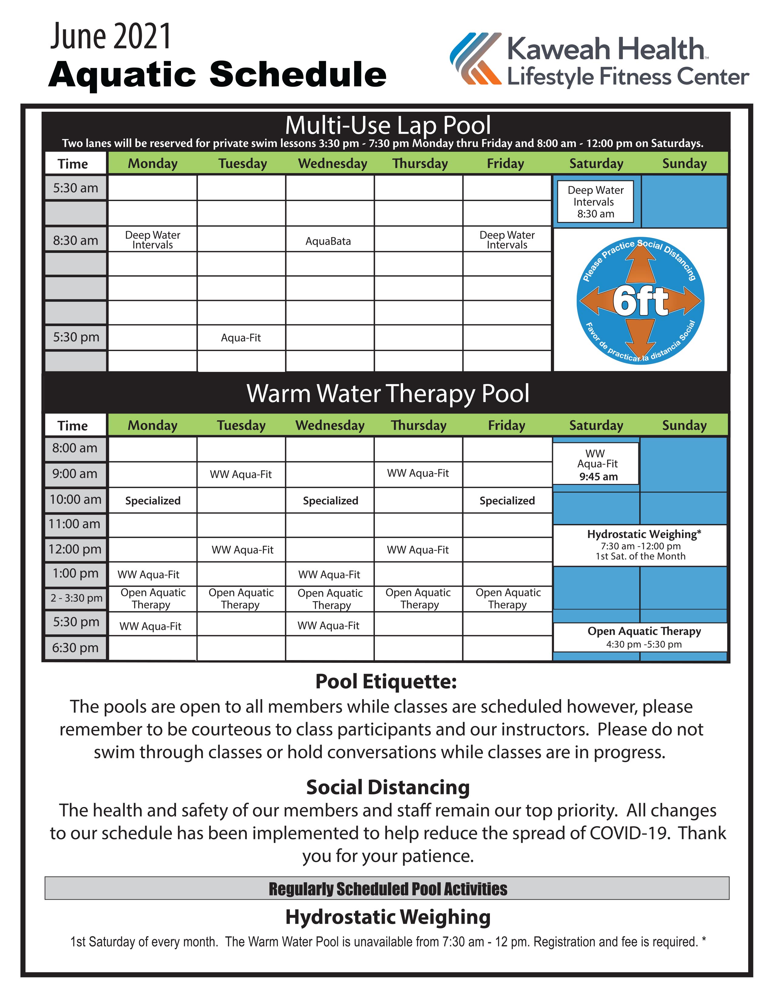 Aquatics Classes at The Kaweah Health Lifestyle Fitness Center