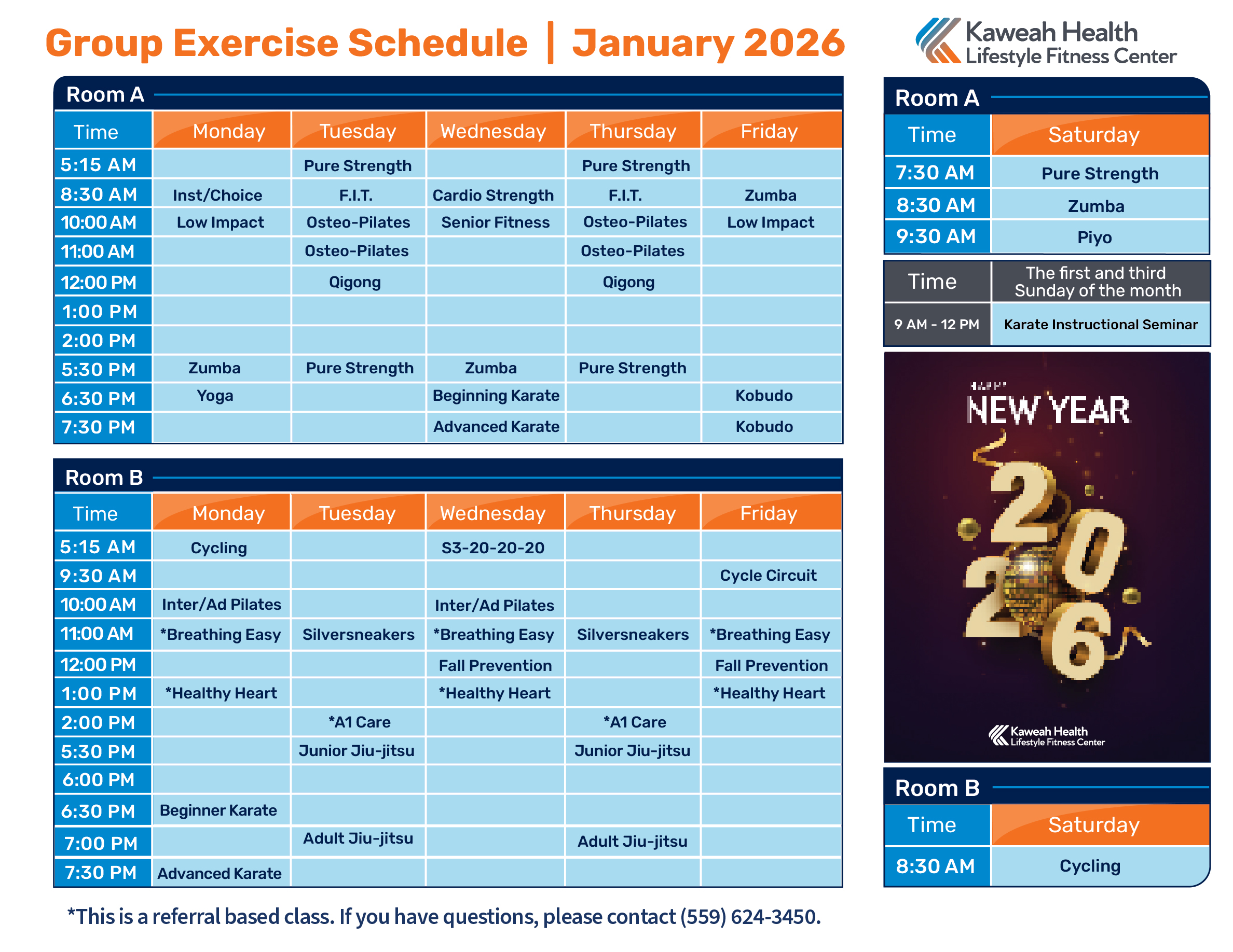 January 2026 Aerobic Schedule 