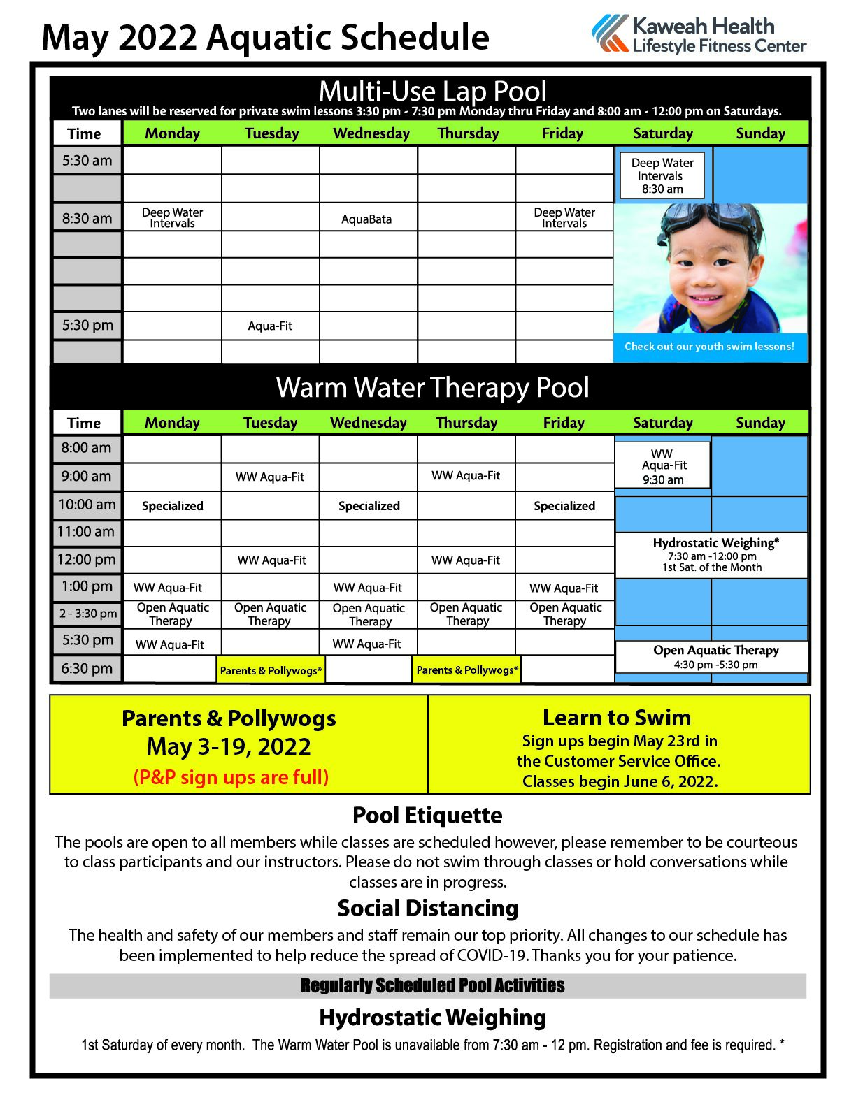 Aquatics Classes at The Kaweah Health Lifestyle Fitness Center